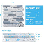 Self-adhesive wall tiles vinyl kitchen tile marble blue 10 pieces