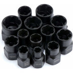 Socket wrench sets, nut extractor, socket for damaged bolts (13 pieces)