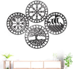 Metallic Viking Wall Art | Nautical Nordic Compass Decor for Bedroom or Living Room