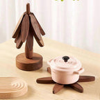 Set Wooden Coasters in Tree Shape, Wooden Insulation Mat_tfrf