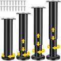 pcs Furniture Legs, 18-30 cm Adjustable Furniture Legs with 18 pcs Screws, Metal Bathroom Cabinet Feet for Sofa Cabinet Table Leg Chair - Black