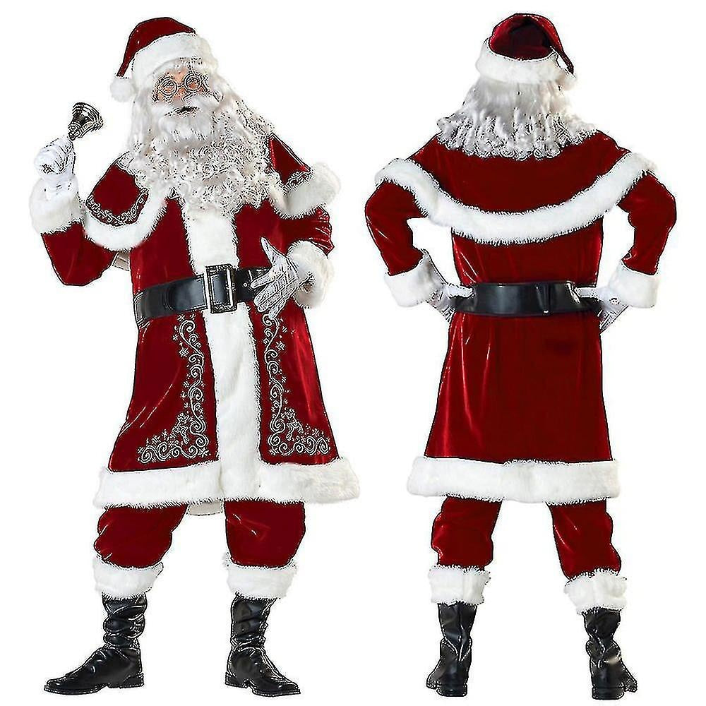 Santa Claus Set for Adults, Red Luxurious Velvet, 8-Piece, Christmas Costume, Gift 2XL-max 2XL