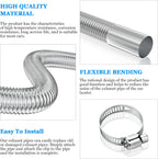 Air heater hose, 300 cm Ø 2.5 cm stainless steel exhaust pipe, parking heater pipe with 2 hose clamps, for parking heater 300CM