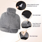 Foot Warmer 2L, hot water bottle made of natural rubber, with leak-proof screw cap, removable and washable cover-tfrf