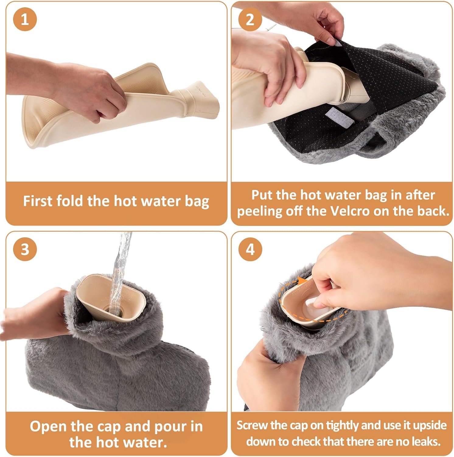 Foot Warmer 2L, hot water bottle made of natural rubber, with leak-proof screw cap, removable and washable cover-tfrf
