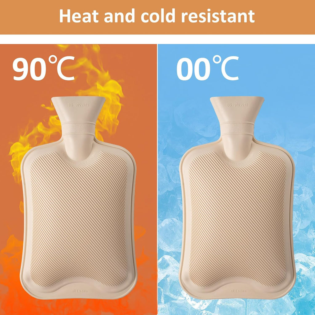 Foot Warmer 2L, hot water bottle made of natural rubber, with leak-proof screw cap, removable and washable cover-tfrf