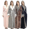 Women's Bathrobe Dressing Gown Bathrobe Warm Soft Fleece Long Coats Nightgown Coffee XL