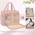 Toiletry Bag - Hanging Travel Toiletry Bag - Large Makeup Bag - Simple - Pink