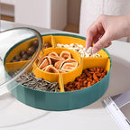 Snack Tray with Compartment Snacks Bowl with Lid Plastic Snacks Compartment Snacks Bowls Flat Storage Box Candy Bowl for Nuts Snacks Candy Cookies