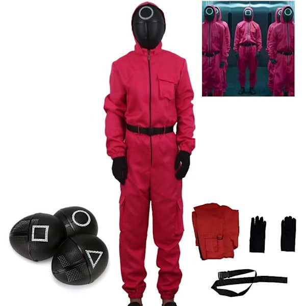 Children Unisex Squid Game 2 Costume Cosplay Jumpsuit + Squid Game Mask Halloween Outfit Gifts Party 7-9 years triangle 7-9years_TF 7-9years triangle