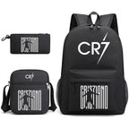 Cristiano Ronaldo Backpack for Youth, School Backpack, 3-Piece Set, Black -