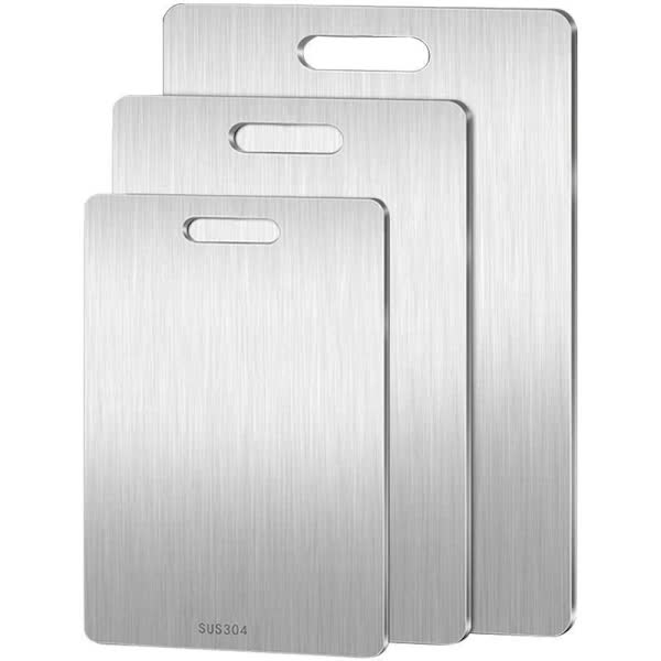 Titanium Cutting Board, Stainless Steel Cutting Board, Double Sided Titanium Compatible with Cutting Meat, Cutting Board Compatible with Fruit, 34x23cm-FD17--FA-