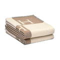 Checkered H-blanket in cashmere blend, crocheted, portable, 135x170 cm, khaki, WELLNGS