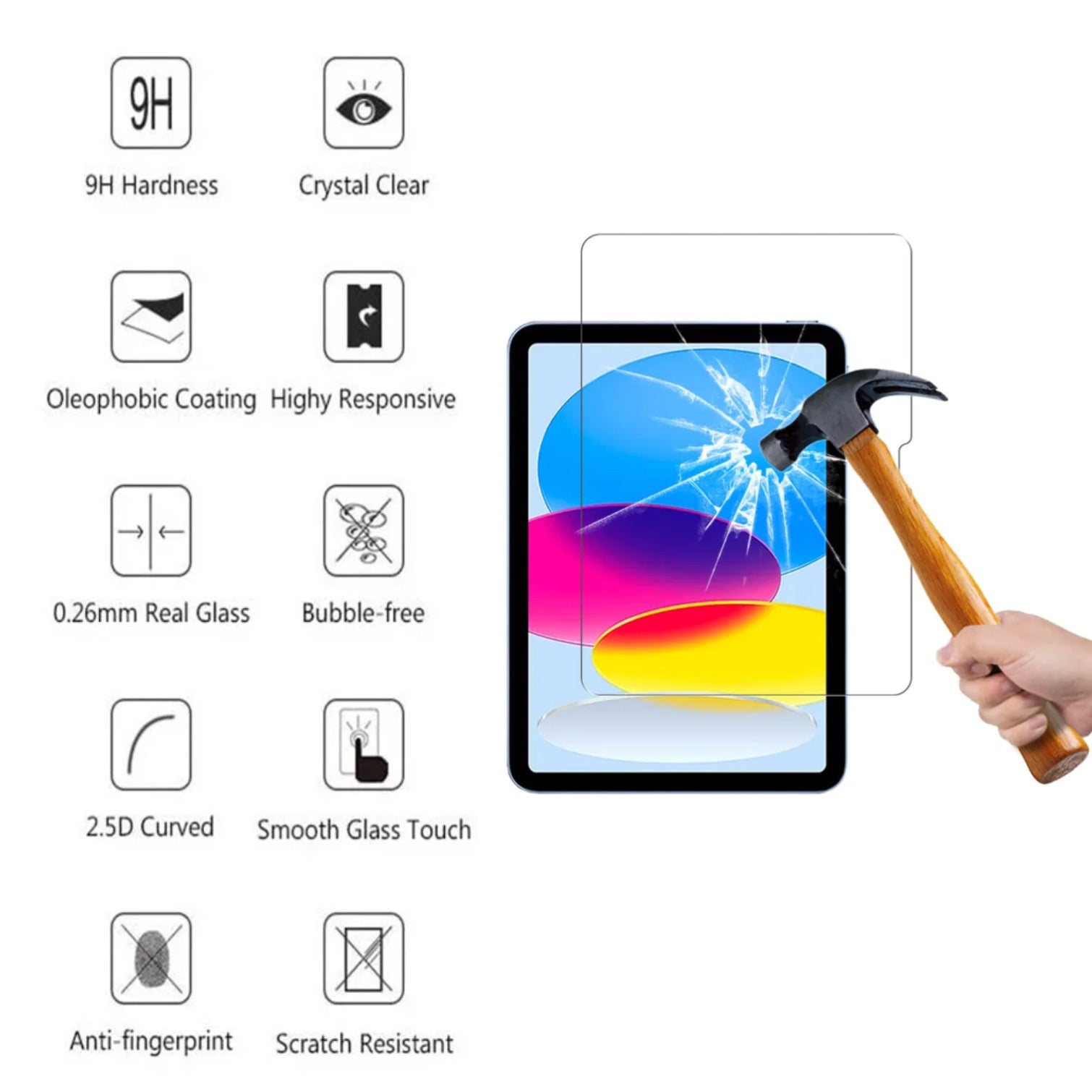 2-PACK iPad (A16) gen 11 2025 screen protector tempered glass 9H transparent
