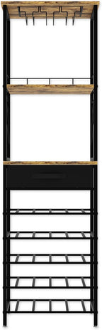 CARLA HOME Freestanding Wine Rack for 20 Bottles with Wood Countertop and Sturdy Metal Frame