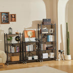 CARLA HOME 5-Tier Foldable Storage Shelf with Wheels for Kitchen, Garage, Pantry or Basement (Black)