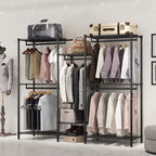 CARLA HOME Heavy Duty Clothing Garment Rack Organizer with Hanging Rods & Storage Shelves for Clothes, Shoes & Wardrobe
