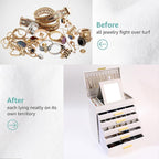 CARLA HOME  6-Layer Large Jewelry Organizer Box for Women with Mirror, Drawers, Hooks & Dividers for Rings, Necklaces, Bracelets, Ideal Gift for Women (White)