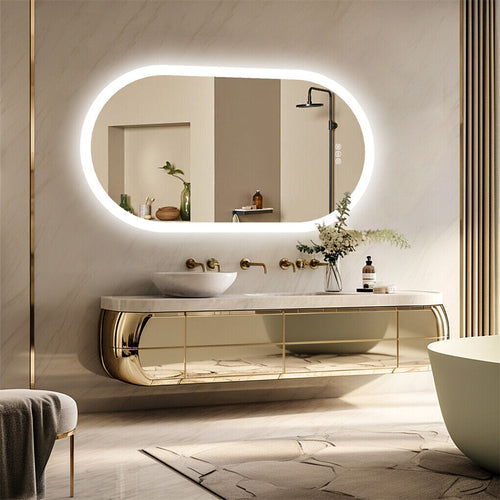 1000x500mm LED Bathroom Mirror Oval Anti-Fog Dimmable Wall Mount