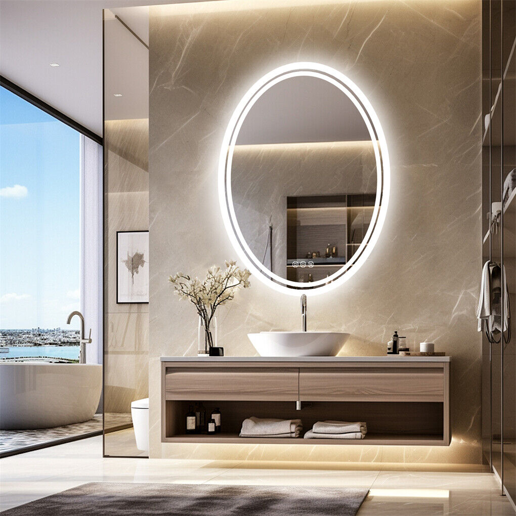 500x700mm LED Bathroom Mirror Oval Dimmable Anti-Fog