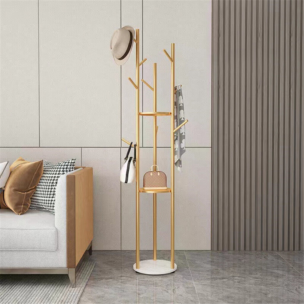 Marble & Metal Coat Rack Stand Heavy Duty