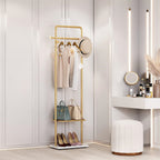 Gold Metal Coat Rack Stand Granite Base Hall Tree