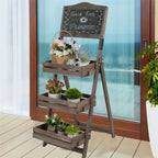 Vintage Wooden Chalkboard Easel 38x50CM with 3 Shelves