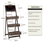 Vintage Wooden Chalkboard Easel 38x50CM with 3 Shelves
