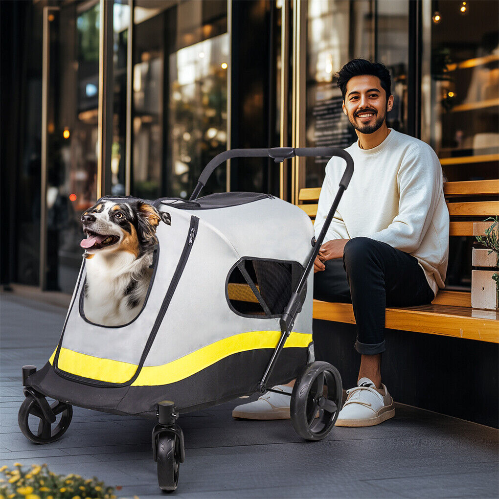 Dog Stroller w/ Rain Cover Foldable Pet Cart