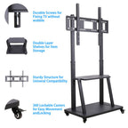 Rolling TV Stand 32-100 w/ Adjustable Mount & 2-Tier Shelf