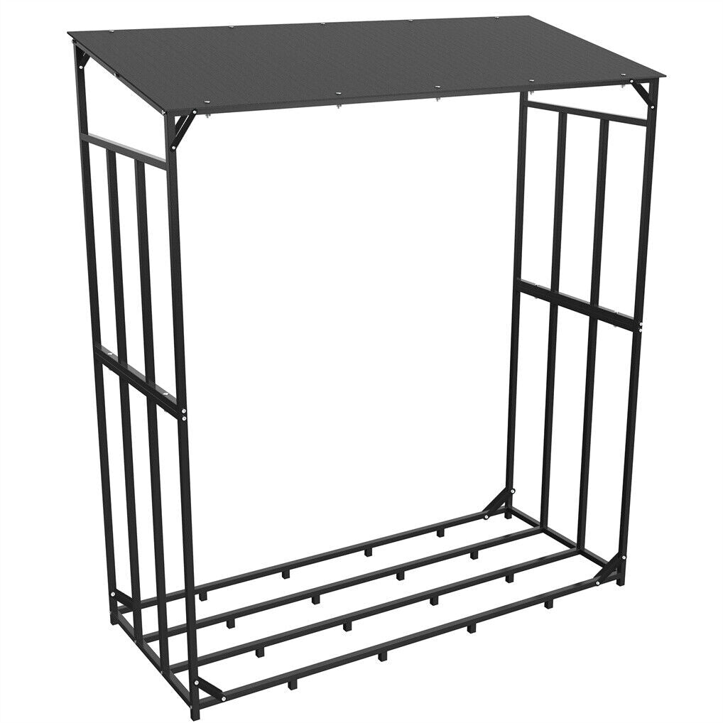 Metal Log Storage Shed Outdoor Firewood Rack Holder