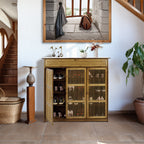XXL 4-Tier Bamboo Shoe Rack Cabinet with Doors, Drawers