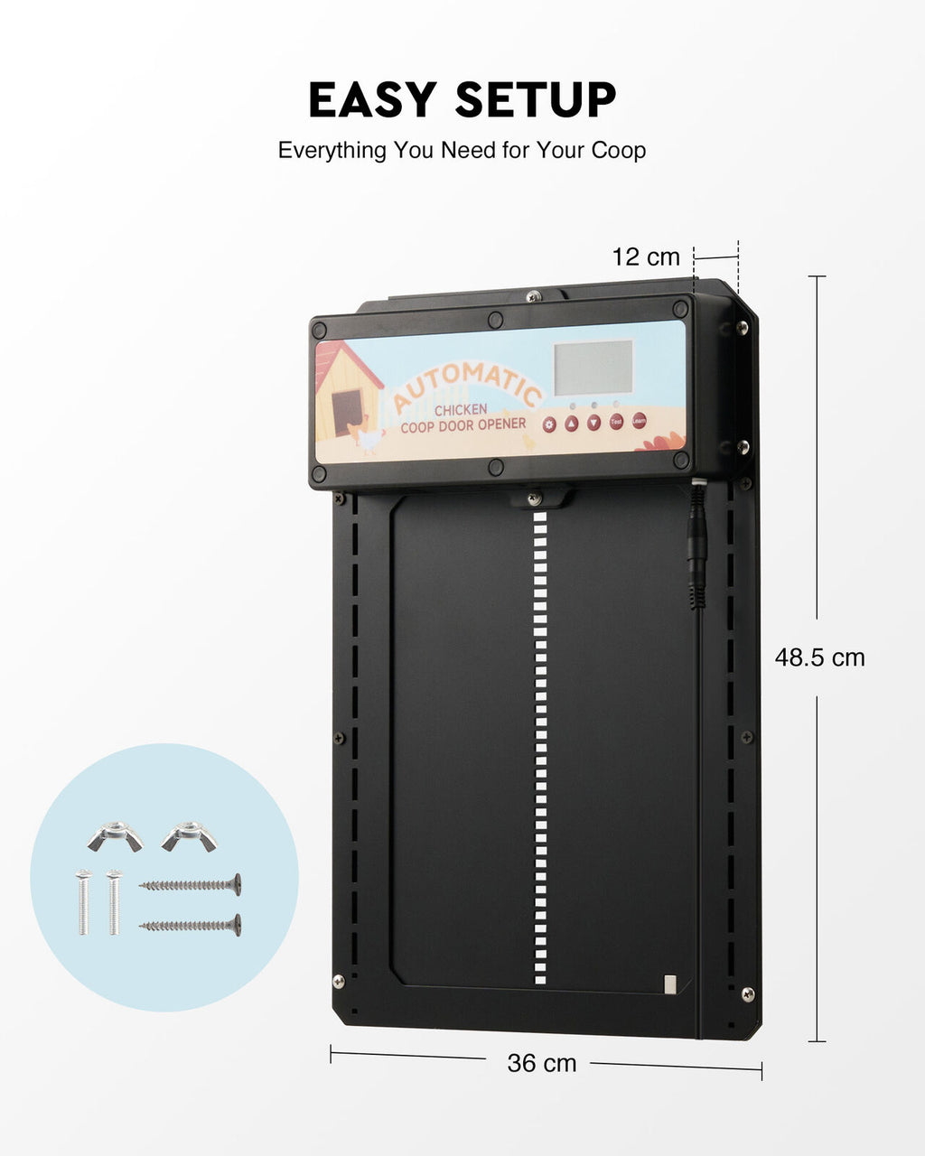 Automatic Chicken Coop Door Solar/Battery/AC 6W Aluminum Copper