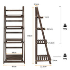 Rustic Wood 4 Tier Plant Stand Bookshelf 38CM Corner Shelf
