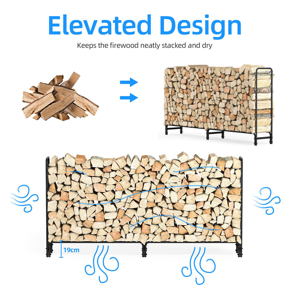 Metal Firewood Rack Log Storage Holder Heavy Duty