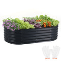Oval Raised Garden Bed Galvanised Steel 240x80x42cm Planter