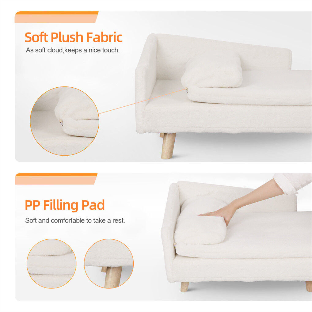 Luxury Pet Sofa Bed 80cm Rectangular Soft Anti-skid Couch