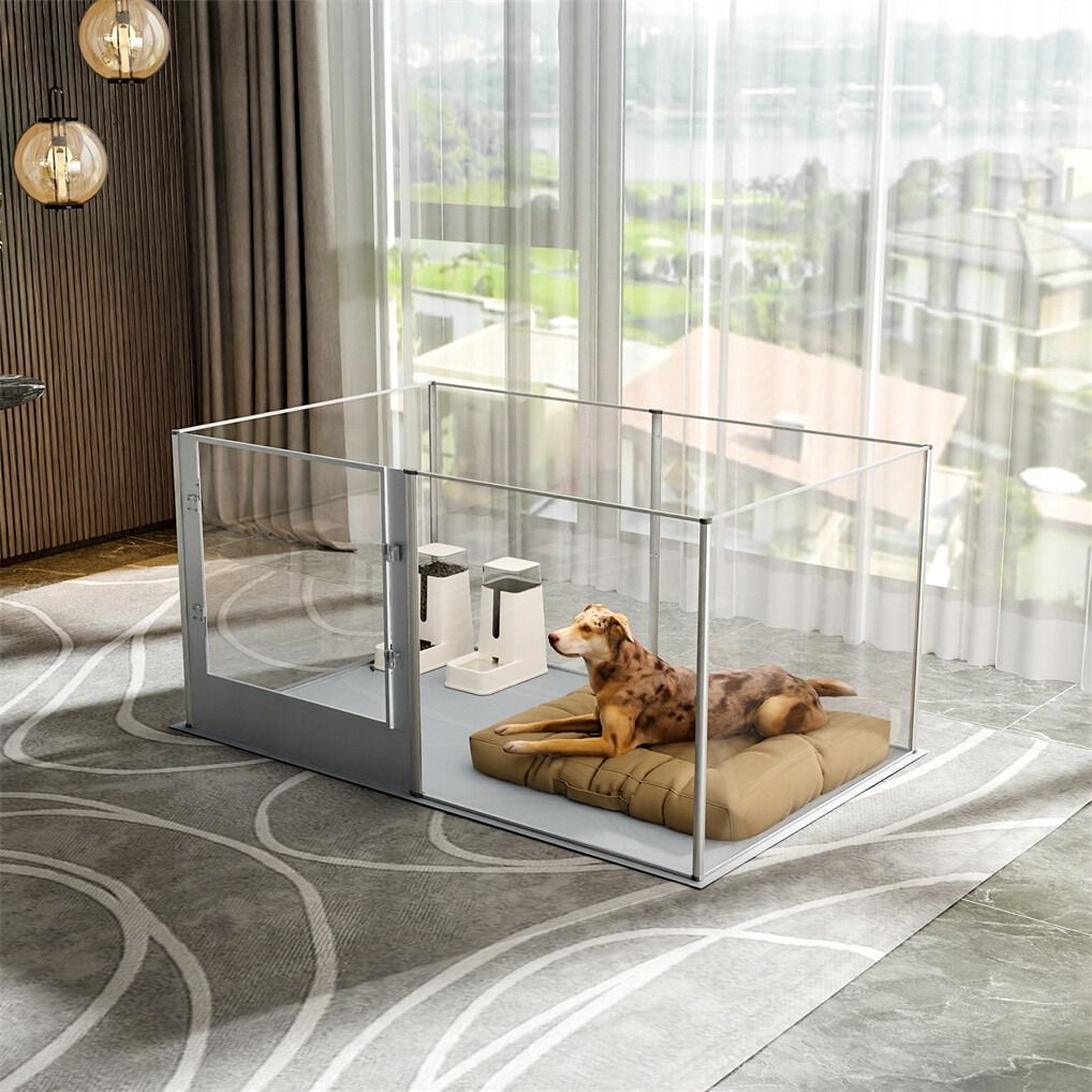 Large Acrylic Dog Playpen 120x120x61CM 8 Panels Cage