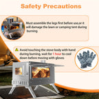 Stainless Steel Wood Burner Stove for Camping w/ Chimney & Bag