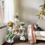 Movable Metal Plant Stand Garden Cart Indoor/Outdoor Decor