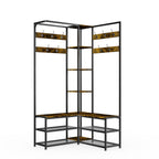 Corner Coat Stand with Shoe Bench Metal & MDF Organizer