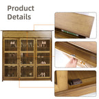 Wooden Shoe Rack XL 4 Tier 3 Doors Drawers Shelves Cabinet Organizer