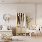 Bamboo Clothes Rack Coat Stand 168cm High Polish 53cm Length