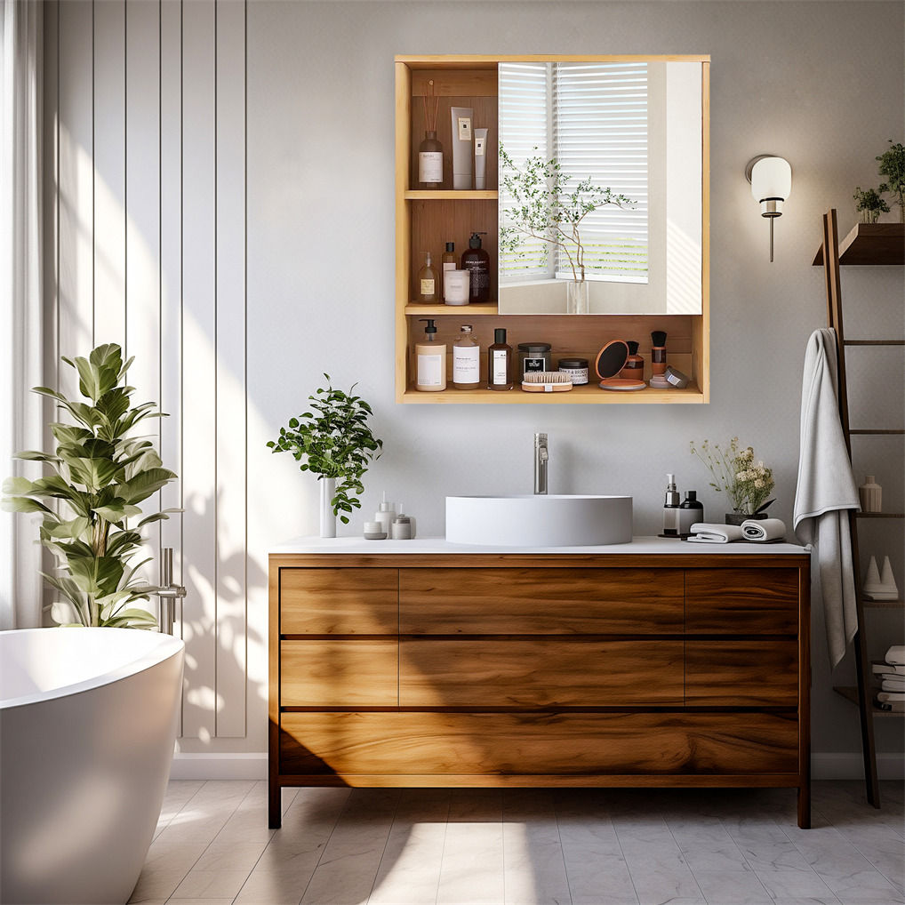 Wall Cabinet Bathroom Mirror Storage Medicine 55.5cm