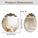 Baroque Antique Round Wall Mirror, Ornate D?cor, 90 x 94.5cm