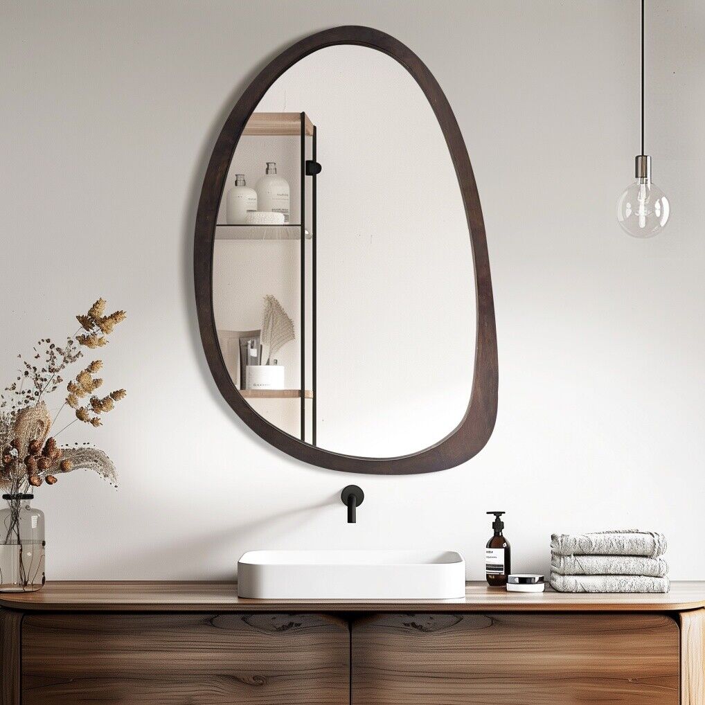 Antique Wooden Wall Mirror HD Odd Shaped Home D?cor 50x70cm