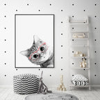 Wall Art 90cmx135cm Cat With Glasses Black Frame Canvas