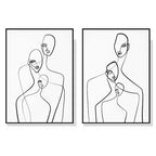 Wall Art 90cmx135cm Abstract Figures 2 Sets Black Frame Canvas