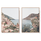 Wall Art 90cmx135cm Italy Positano 2 Sets Wood Frame Canvas