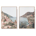 Wall Art 100cmx150cm Italy Positano 2 Sets Wood Frame Canvas
